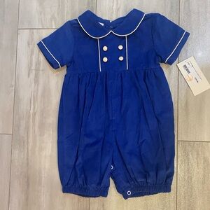 NWT Baby Blessings Royal Blue Corduroy Classic Nathan Romper Jumpsuit boys 24M